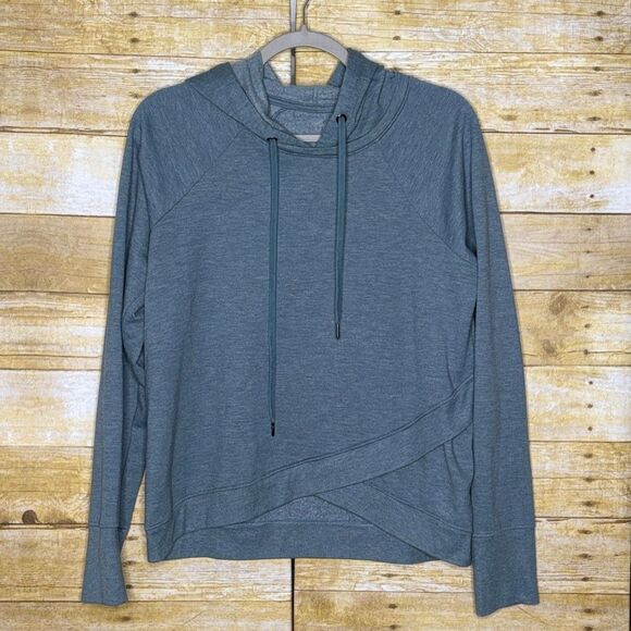 FREELY SOFT LIGHTWEIGHT CRISS CROSS ATHLETIC ACTIVEWEAR ATHLEISURE HOODIE MEDIUM - Picture 1 of 2